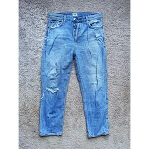 Citizens of Humanity McKenzie Curved Straight Leg Jeans Blue 27 Distressed Denim